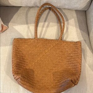 Madewell Tan Leather Woven Tote Bag